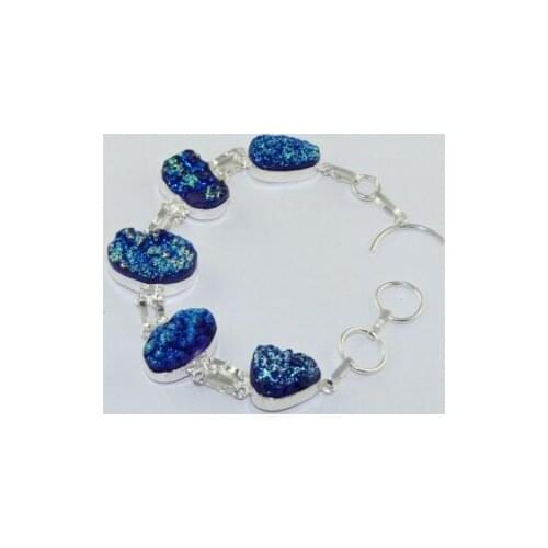 Druzy Silver Overlay on Copper Bracelet , 22.3 cm, B1663