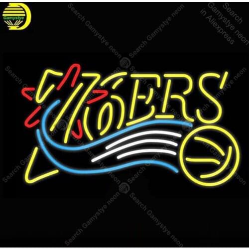 Philadelphia 7ers Neon Sign Glass Tube Handmade Sport neon light Sign Decorate Hotel Beer club Iconic Neon Light Lamp Advertise