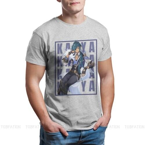 Kaeya Round Collar TShirt Genshin Impact Game Paimon Venti Childe Pure Cotton Basic Men Clothes New Design Fluffy Hot Sale