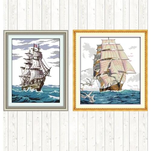 Sailng Embroidery Kits Needlework Embroidery Patterns Cross Stitch Package 14ct 11ct Count Print Canvas DIY Crafts Home Decor