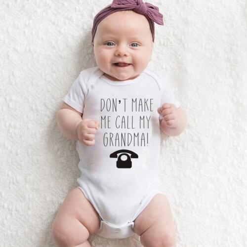 Summer Toddler Baby Boy Girl Don't Make Me Call Grandma Print Romper Short Sleeve Boys Jumpsuit Playsuit Kids Casual Outwear