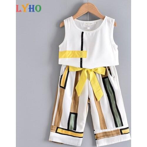LYHO Toddler Girls Tops T-shirt Vest & Striped Paints Clothes Sets 2021 Summer New Baby Girl Clothing Outfit Kids Costume