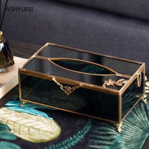 Retro Luxury Black Cellophane Tissue Box Wet Wipes Napkin Kitchen Storage box Desktop Coffee Table car Jewelry display organizer