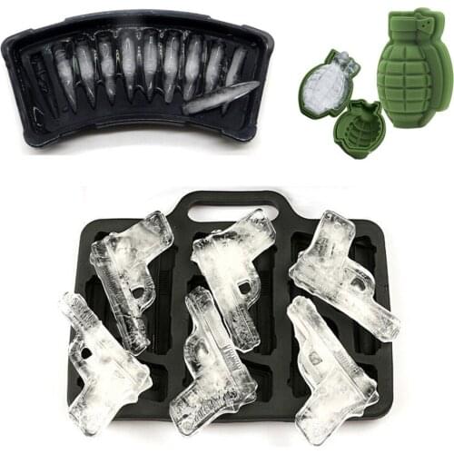 Creative Grenade Gun Bullet Shape DIY Ice Cube Makers Silicone Mold Whiskey Wine Ice Cream Tool Drinking Home Bar Party Supplies