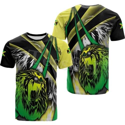 Tessffel Jamaica Lion Emblem Summer New Fashion 3D Print Tops Tee Tshirt Men Women Short Sleeve T shirt Streetwear Style-11