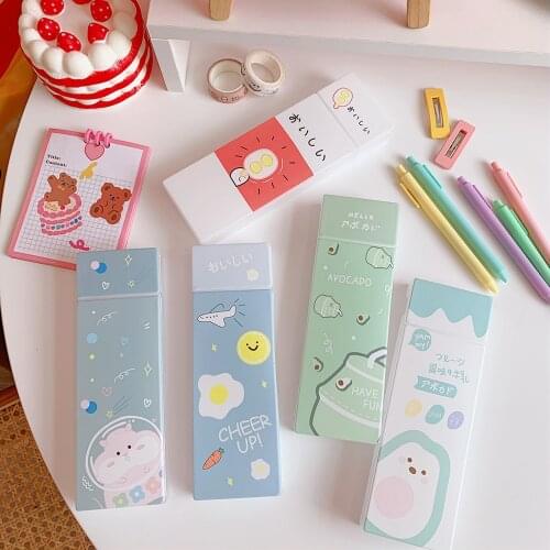 Frosted pencil box creative net red lovely stationery box Japanese simple plastic pencil bag for primary school girls