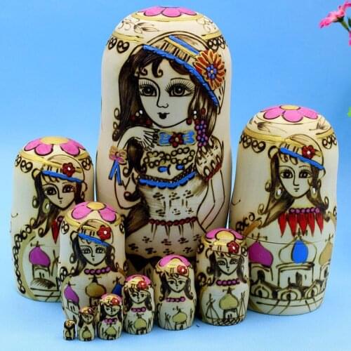 Mnotht 10 Layer Beauty Russian Doll Hand-painted Dry Basswood Fashion Matryoshka Doll Toys Gift L30