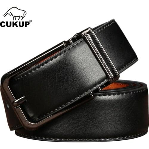 CUKUP 2018 Man Simple Design Pin Buckles Metal Belt Accessories Jeans Mens Double Sided Use Genuine Leather 3.5cm Wide NCK679
