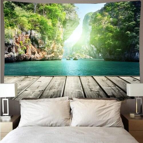 Nature Landscape Mountain lakes ins sunshine tapestry wall hanging beach towel Art room home decoration