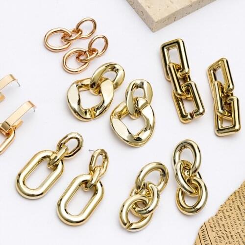 New Korean Earrings 2021 Trend Fashion Gold Big Hoop Earrings For Women Vintage Bohemian Punk Pendants Metal Earrings Jewelry