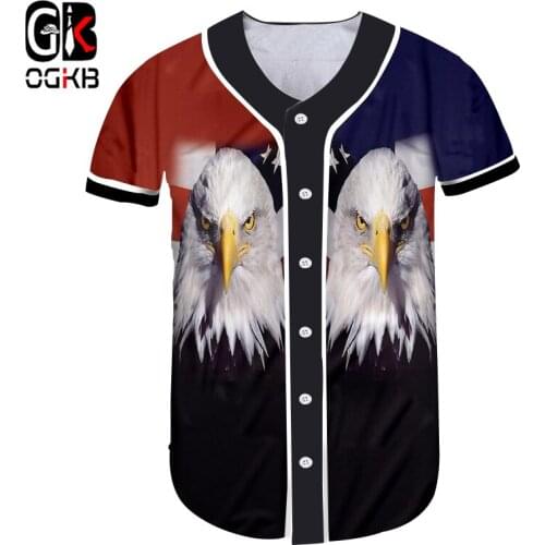 OGKB Couple Hiphop Streetwear Punk Style Animal Tshirt 3d Print Flag Eagle Baseball Artsy Vintage Cool Men Tops Harajuku