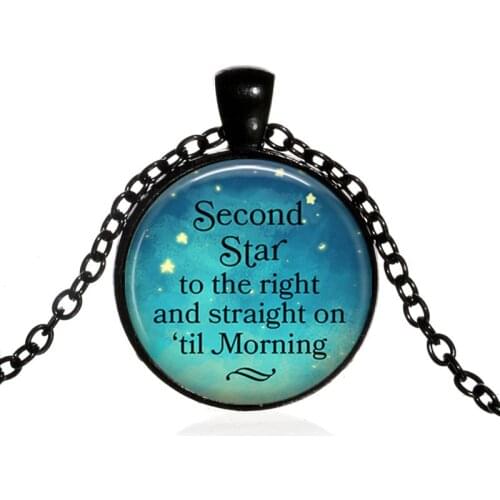 Necklace Second Star to the Right on Till Moring Quote Pendant Literary Neverland Neckalce Fashion Jewelry Gift