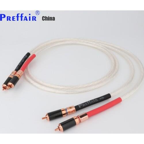 Preffair Hi-End Silver Plated RCA To RCA Interconnect Cable HiFi Audio Signal Line with Red Copper Plated Carbon Fibre RCA Plug