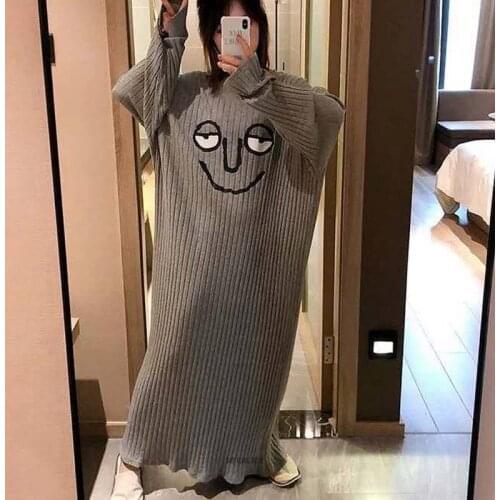 Size 5XL 120kg Funny Nightdress Long Sleeve Large Nightgown Vintage Dress Casual Loose Homewear Lady Comfortable Sleepdress