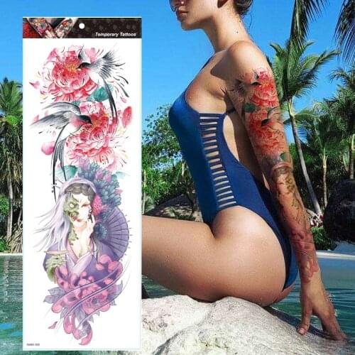 REALISTIC PENOY TEMPORARY TATTOO FLOWER FULL ARM, INDIAN, TRIBAL, TOTEM, BLACK, MENS, WOMENS