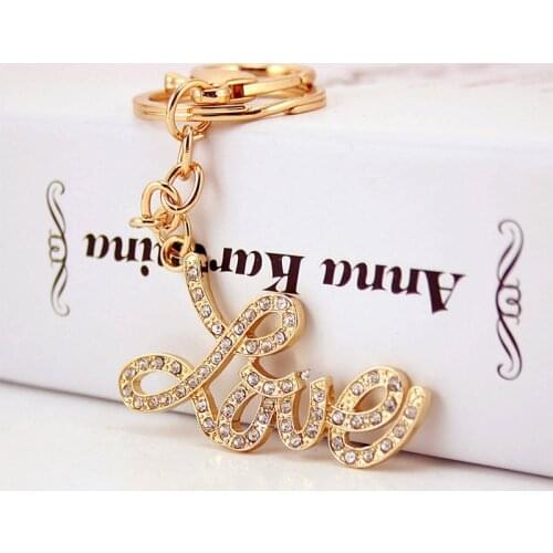 Romantic Gift Letter Love Car Key Chain Womens Bag Accessories Couple Key Chain Metal Pendant Gift