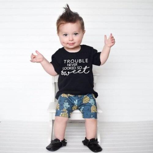 Trouble Never Looked So Sweet Trouble Maker Shirt Cute Boy Girl Graphic Tee Shirt Summer Short Sleeve Fashion Tops Clothes