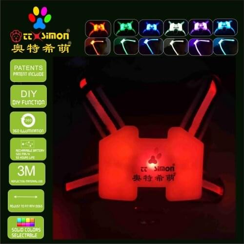 Harness small dog for large dogs 7 in 1 color Dog Harness Glowing USB Led Collar Puppy Lead Pets Vest