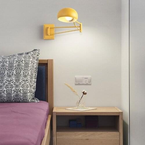 Modern Metal Creative Bedroom Bedside Light On The Wall Scalable Long Arm Work Read and Writing Wall Lamp