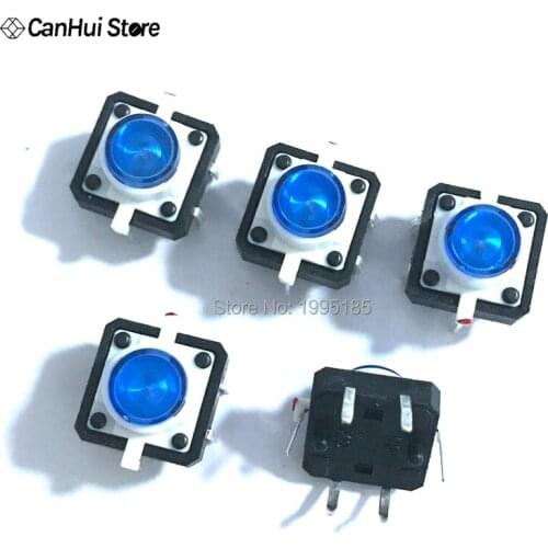 50 pcs/lot 12*12*7.3mm Tactile Push Button Switch Momentary Tact 12X12X7.0mm With LED Lights Blue 12x12x7.3 mm Power Switch