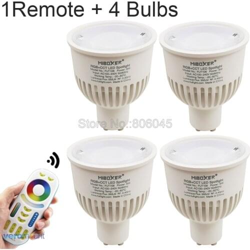 Miboxer Dimmable Smart LED Bulb 6W GU10 RGB+CCT (2700-6500K) LED Spotlight FUT106 2.4G Remote WiFi Alexa Google Voice Control