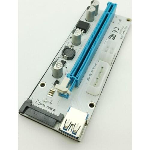 VER008S 3 in 1 Molex 4Pin SATA 6PIN PCIE PCI-E PCI Express Riser Card 1x to 16x USB 3.0 Cable For Mining Bitcoin Miner Antminer