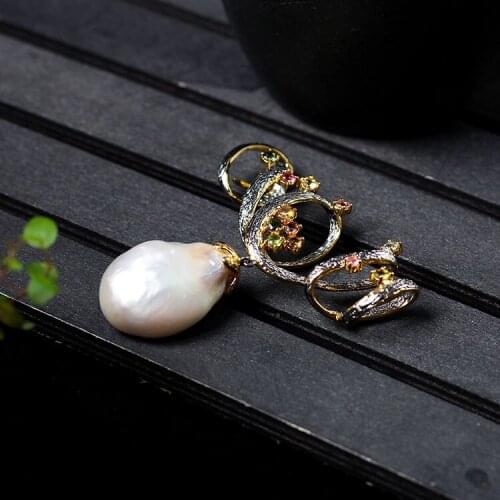 Vintage Wholesale New S925 Sterling Silver Natural Pearl Baroque Original Design High-end Lady Pendant