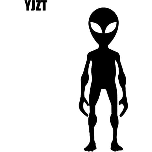 YJZT 4.4CM*12.8CM "Alien Standing" Vinyl Decal Car Sticker Black/Silver C3-0497