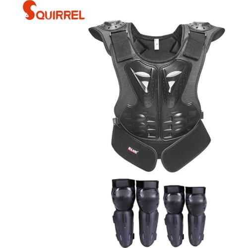 Full Black Childrens Roller Skating Protect Armor Vest Kids Racing Motocross ATV Protection Chest Back Guard