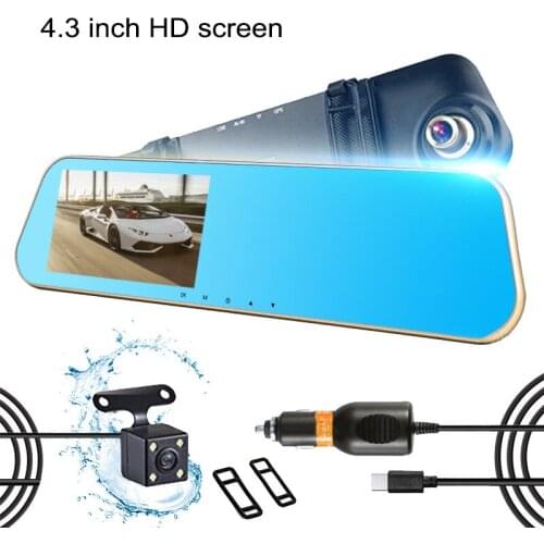 Full HD Dual Camera Rearview Mirror 4.3inch Driving Recorder Ultra Thin Car Accessory M8617