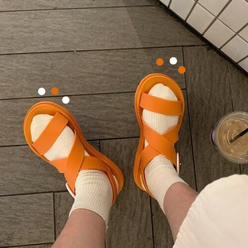 Summer Women Sandals Buckle Girl Rome Soft Jelly Sandals Open Toe Platform Comfortable Female Casual Flat Beach Shoes SH374