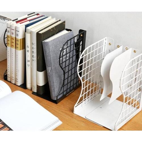 1PC Creative Retactable Grid Metal Adjustable Reading Book Bookends Stand Holder Bookshelf Document Magazine Organizer Holder