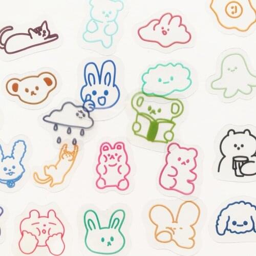 1 Pack ( 40 pieces ) Kawaii Stick Figure Graffiti Animals Decorative Stickers Hand Account Cups Notebooks Album Decoration