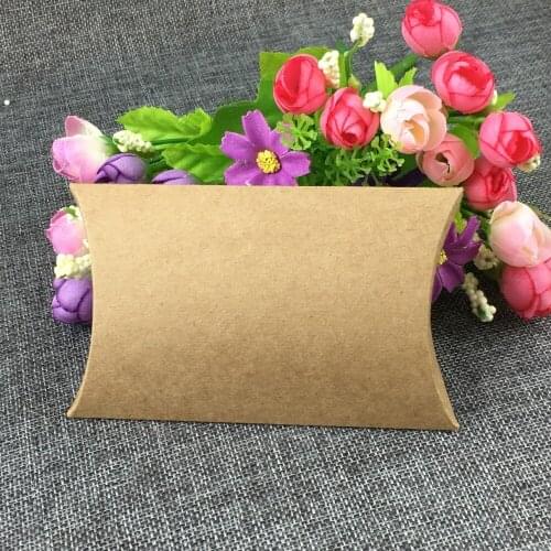 12.5*8*2cm 100PCS/Lot Kraft Paper Jewelry Pillow Shape Box Display Package Blank Boxes For Candy/Toy/Gift Accept Custom Logo