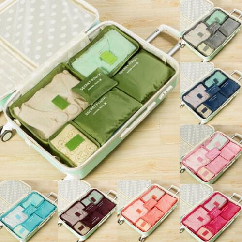 2019 New Style 6 Pieces Letter Zipper Clothes Underwear Socks Packing Cube Storage Travel Luggage Organizer Bag