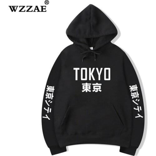2021 New Arrival Japan Harajuku Hoodies Tokyo City Printing Pullover Sweatshirt Hip Hop Streetwear Men/Women black hoodies S-3XL