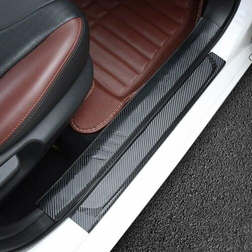 4PCS 60cm x 6.7cm Car Stickers Universal Sill Scuff Anti Scratch Carbon Fiber Auto Door Sticker Car Accessories Styling