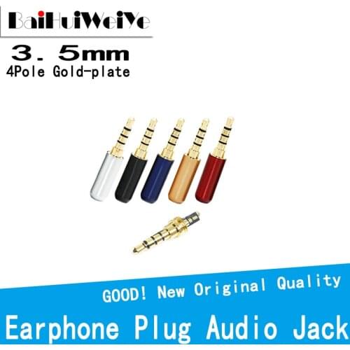 5Pcs/Lot High Quality 3.5mm Plug Audio Jack 4Pole Gold-Plated Earphone Adapter For DIY Stereo Headset Earphone/Repair Earphone