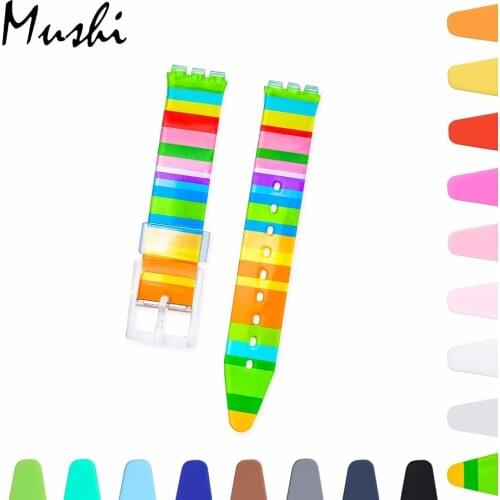 Watch Accessories for Swatch Colorful Strap Silicone Watchband Replacement Watch Band 16mm Rubber Strap Men Women Watch Strap