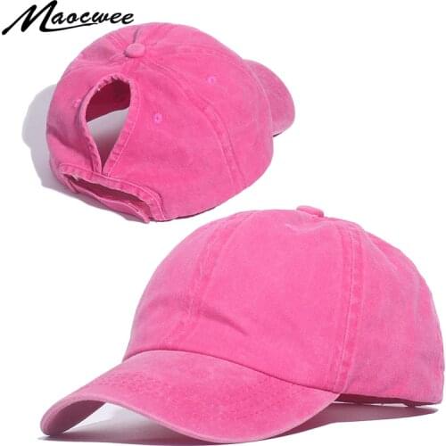 Sun hat Ladies New Ponytail Baseball Cap Washed Summer Cotton Adjustable Casual Hat Hip Hop Cap High Quality Outdoor tourism