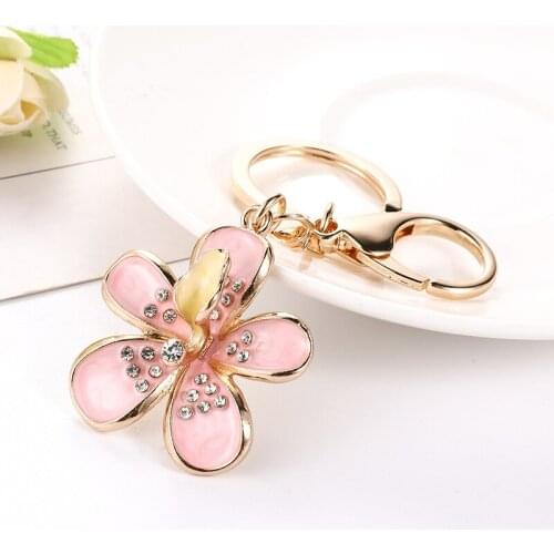 Flower Keychain rainbow-Rhinestone-Crystal Trinket Key Chain Holder Purse Car Bag Pendant Handbag Ornament Ring Keychain