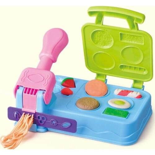 Children Handmade Cloud Slime Color Clay Creative Playdough DIY Hamburger Plasticine Noodle Machine Cone Mold Kitchen Toys Set