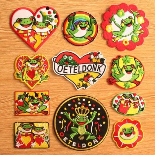 Emblem Full Frog Carnival for Netherland Patch Iron On Patches For Clothing Oeteldonk Cloth Embroidered Badges Patches Stripes