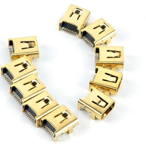 Hot 10PCS 8P Gold Plated Connector Plug Mini USB 8 Pin Female Jack Pcb Smt Socket Connector Welding Female Jack