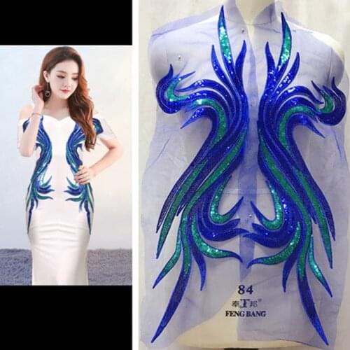 1pcs exquisite beads 3d flower lace applique with sequins embroidery mesh sewing fabric trim for evening dress cloth