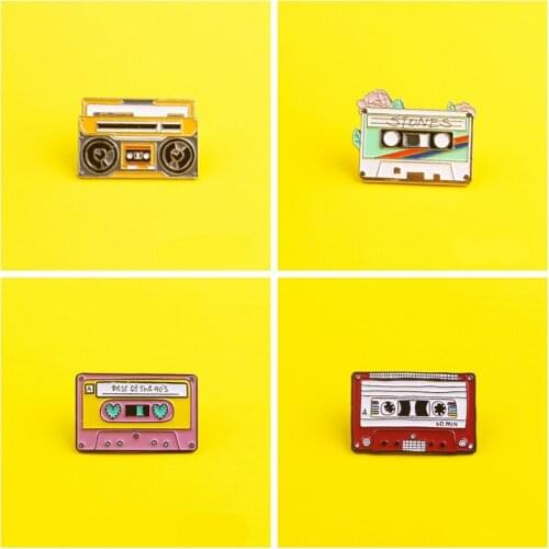 Pulaqi Square Badge Brooches Metal Anime Decoration Tape Clothes Lapel Pin Icon Accessories Gift Metal Pins For Clothes Brooch