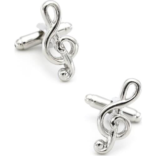 Mens Music Note Cufflink Copper Material Silver Color
