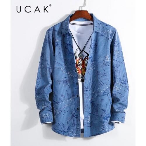 UCAK Brand Casual Long Sleeve Striped Shirts Men Clothing 2020 Streetwear Turn-down Collar Shirts Homme Autumn Clothes U6078