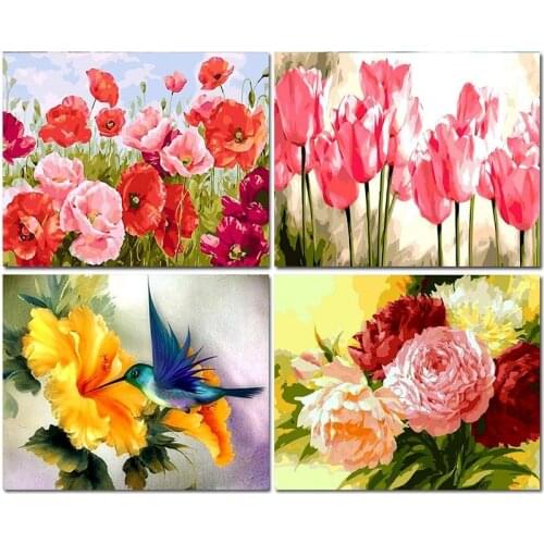 GATYZTORY Paint By Numbers Kits For Adults Kids Flowers Drawing On Canvas Tulips Acrylic Paints Decorative Frames Home Decor