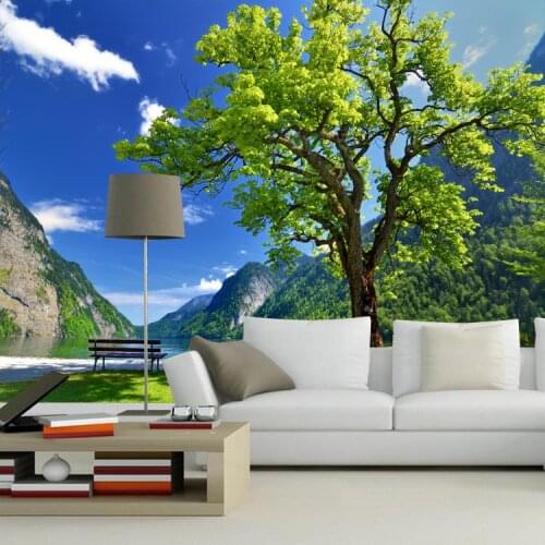 8d Nature scenery Papel Mural tress and lake 3d wall mural wallpaper for TV sofa background 3d photo mural Wall paper home decor